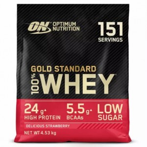 Optimum Nutrition Gold Standard 100% Whey Protein Powder Delicious Strawberry 4.53 kg (151 Servings) Portugal | ZPQTAM734