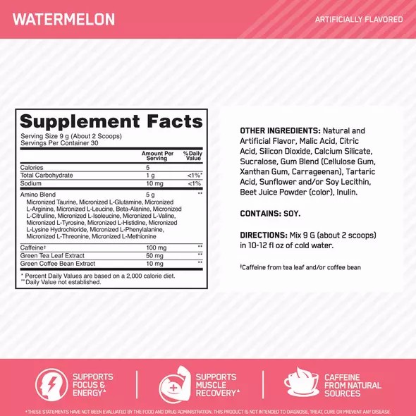 Optimum Nutrition ESSENTIAL AMIN.O. ENERGY® Watermelon 1.29 lb (65 Servings) Portugal | WMTXOK184