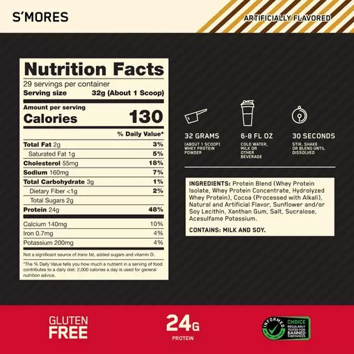 Optimum Nutrition GOLD STANDARD 100% WHEY™ *new* S'mores 2 lb (28 Servings) Portugal | BVMKLI938