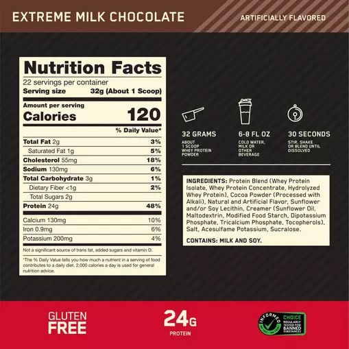 Optimum Nutrition GOLD STANDARD 100% WHEY™ Extreme Milk Chocolate 1.5 lb (22 Servings) Portugal | ZWGKDE159