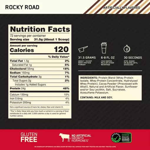 Optimum Nutrition GOLD STANDARD 100% WHEY™ Rocky Road 5 lb (72 Servings) Portugal | KSRVHP390