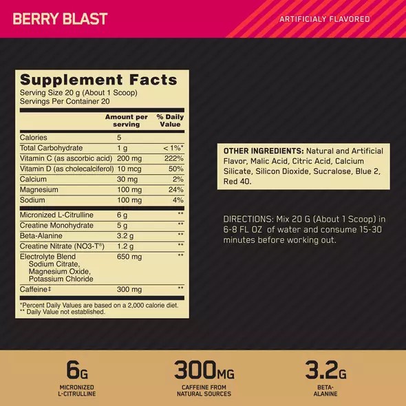 Optimum Nutrition GOLD STANDARD® Pre Advanced Berry Blast 0.88 lb (20 Servings) Portugal | VPHJRC634