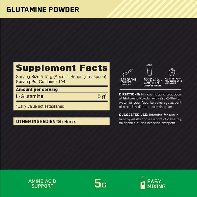 Optimum Nutrition Glutamine Powder Unflavoured 1kg Portugal | VKXUJQ194