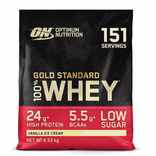 Optimum Nutrition Gold Standard 100% Whey Protein Powder Vanilla Ice Cream 4.53 kg (151 Servings) Portugal | XGPIQY165