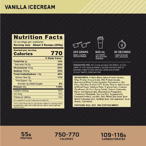 Optimum Nutrition Gold Standard Gainer Vanilla 4.67kg Portugal | GMLRWV582