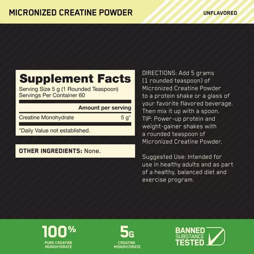 Optimum Nutrition Micronized Creatine Powder Unflavored 0.66 lb (60 Servings) Portugal | HXDWLZ786