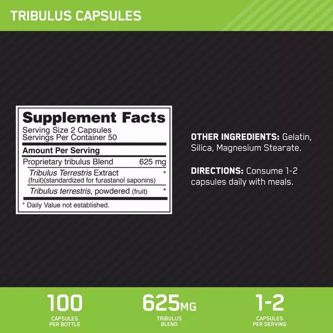 Optimum Nutrition Tribulus Caps 100 Capsules (50 Servings) Portugal | YXWSPE023